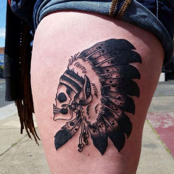 Badass deadly skull tattoo design, idea 39