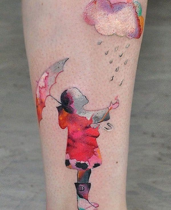 Artistic watercolor tattoos living works art design, idea 2