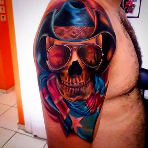 Badass deadly skull tattoo design, idea 41