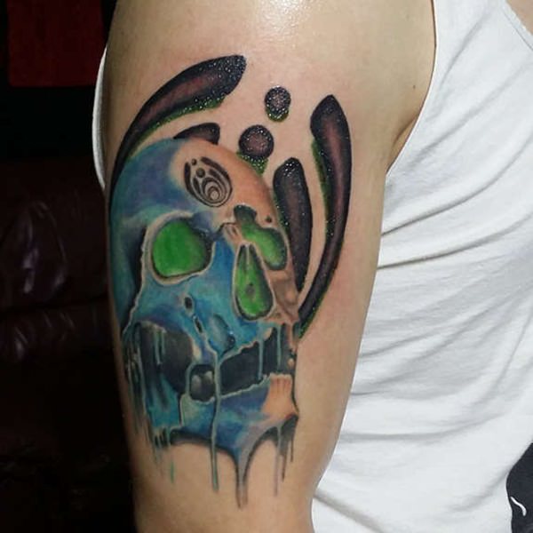Badass deadly skull tattoo design, idea 42