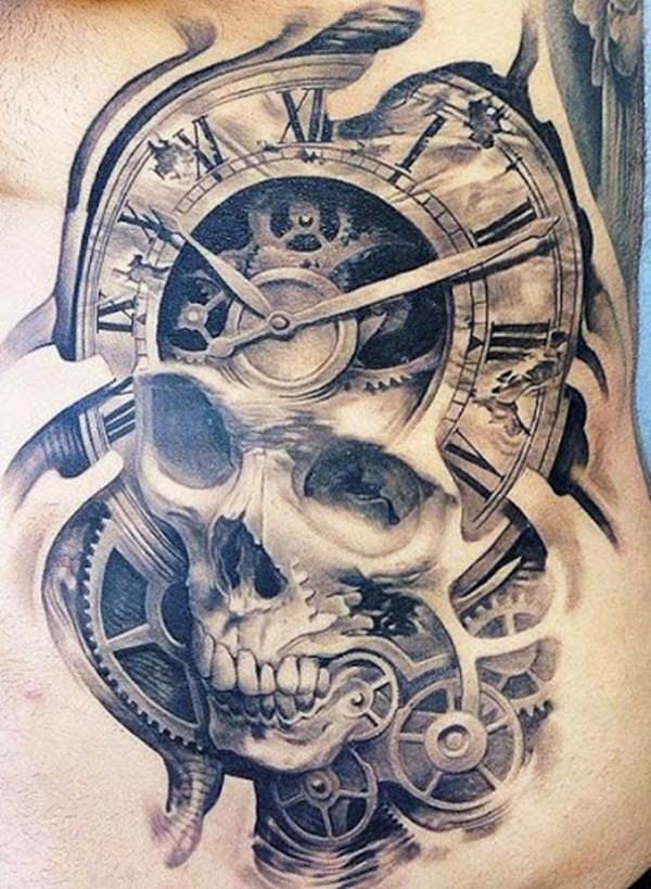 Badass deadly skull tattoo design, idea 43