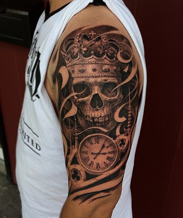 Badass deadly skull tattoo design, idea 45