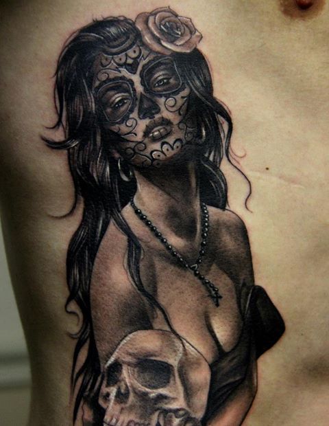 Bloodcurdling day dead tattoos design, idea 34