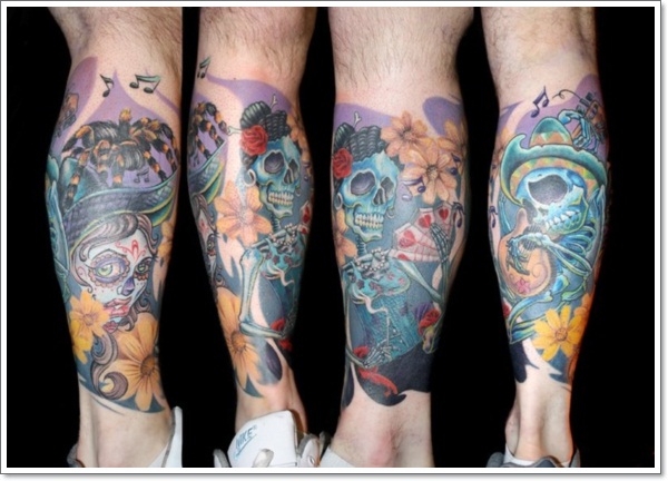 Bloodcurdling day dead tattoos design, idea 31