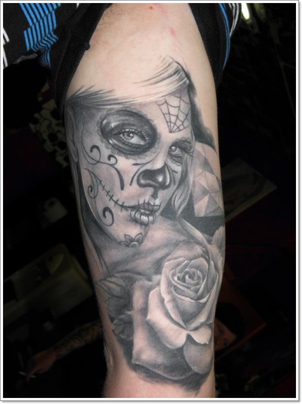 Bloodcurdling day dead tattoos design, idea 32