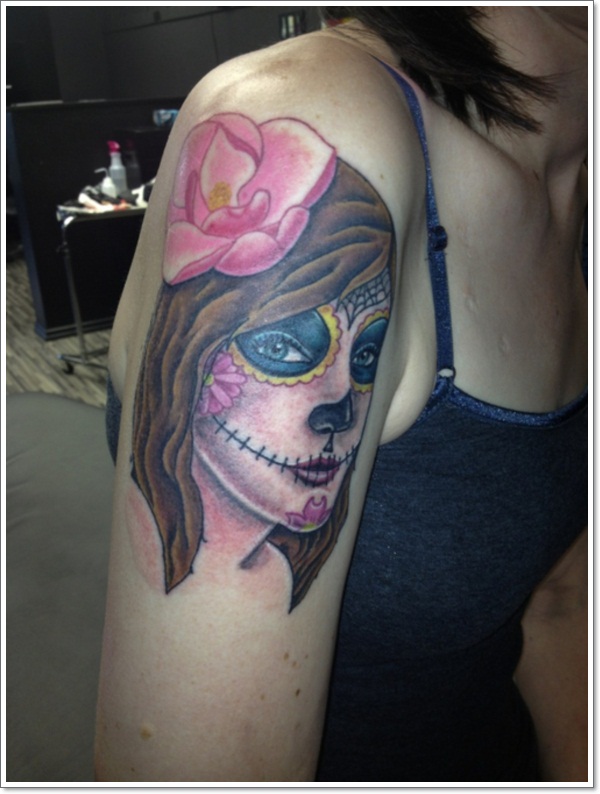 Bloodcurdling day dead tattoos design, idea 7