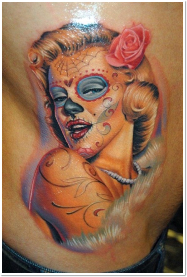 Bloodcurdling day dead tattoos design, idea 16