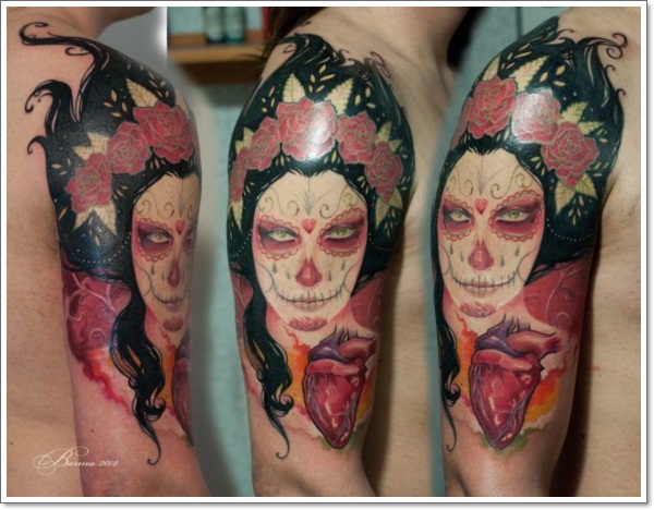Bloodcurdling day dead tattoos design, idea 29