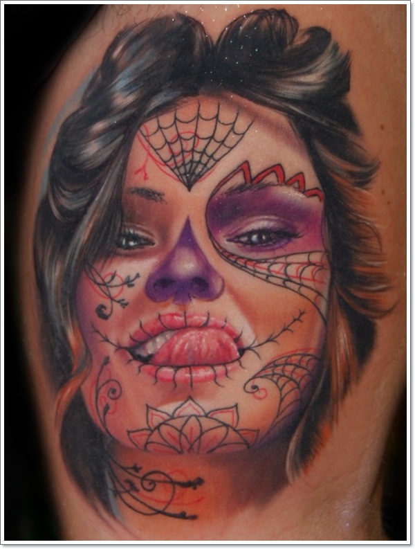Bloodcurdling day dead tattoos design, idea 9