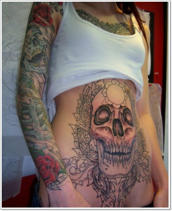 Bloodcurdling day dead tattoos design, idea 13
