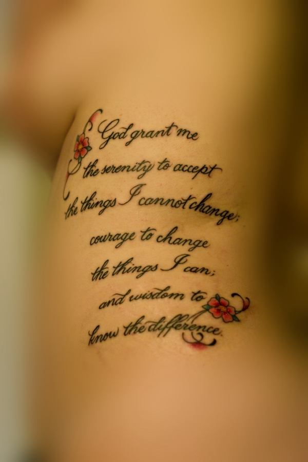 Graceful serenity prayer tattoo design, idea 1