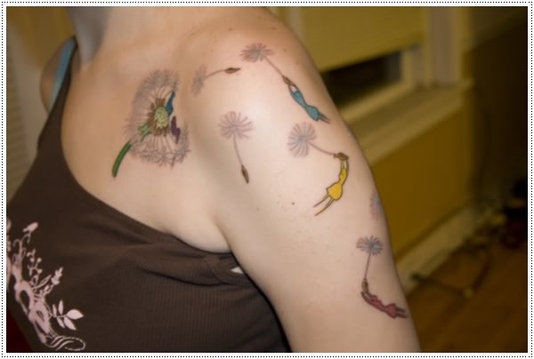 Kick ass dandelion tattoos design, idea 12