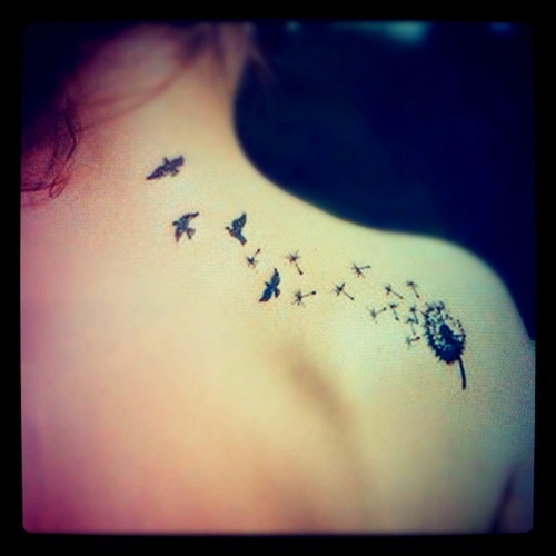 Kick ass dandelion tattoos design, idea 3