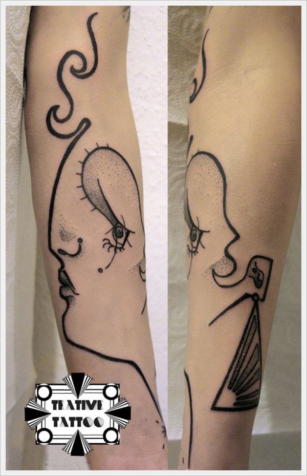 Outer negative space tattoo design, idea 11