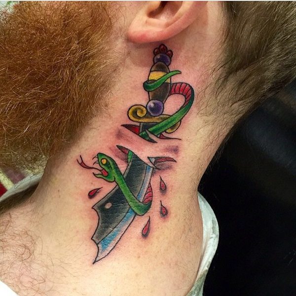 Neck tattoos that will make a statement design, idea 20