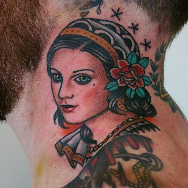 Neck tattoos that will make a statement design, idea 25