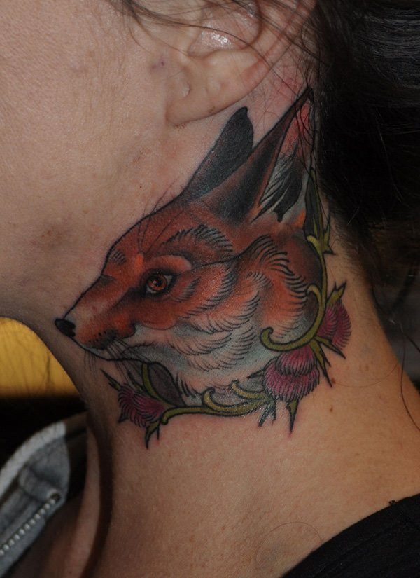Neck tattoos that will make a statement design, idea 24