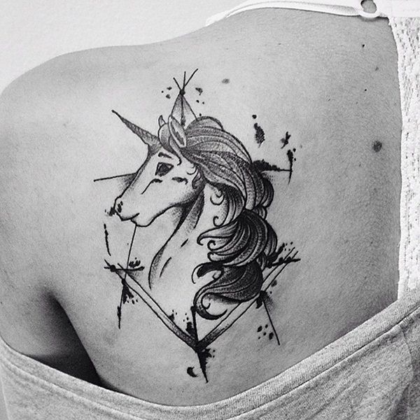 Unicorn tattoo design, idea 8