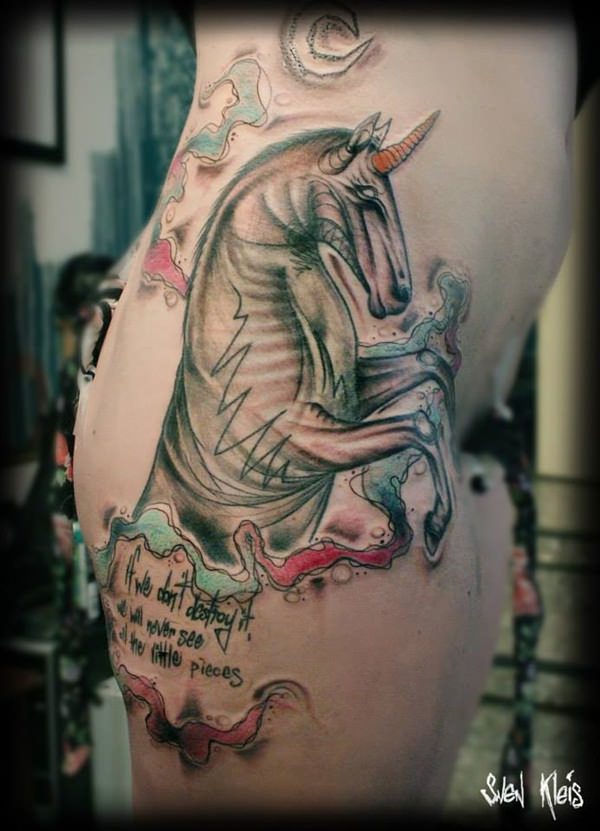 Unicorn tattoo design, idea 24