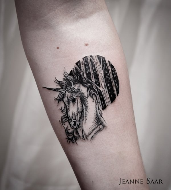 Unicorn tattoo design, idea 25
