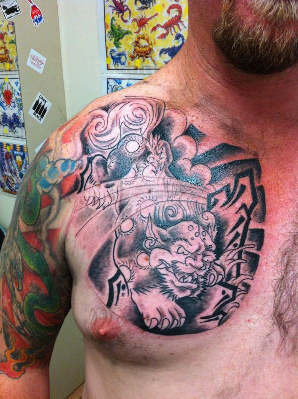 Foo dog tattoo design, idea 26