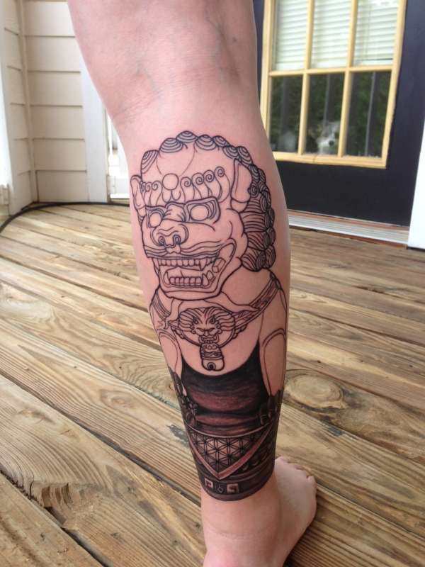Foo dog tattoo design, idea 15