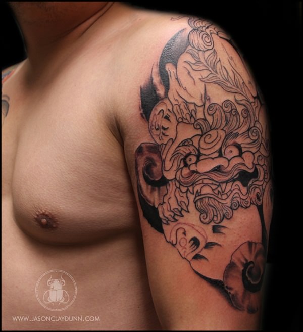 Foo dog tattoo design, idea 5