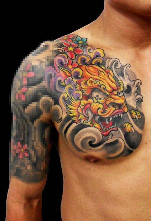Foo dog tattoo design, idea 18