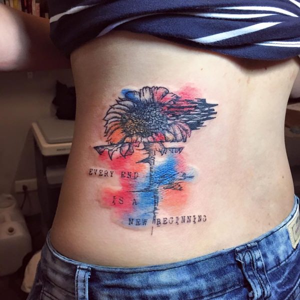 Sunflower tattoo design, idea 12