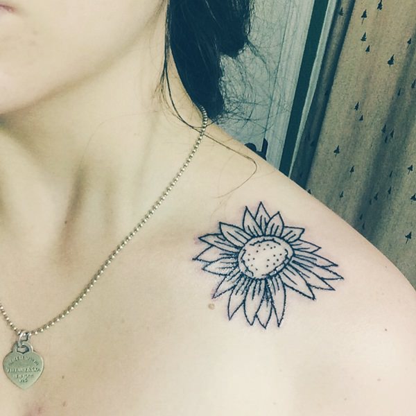 Sunflower tattoo design, idea 16