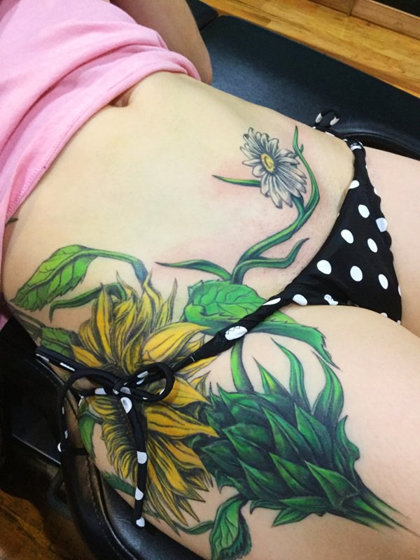 Sunflower tattoo design, idea 17