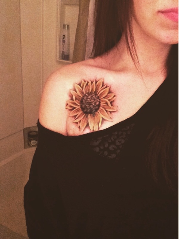 Sunflower tattoo design, idea 18