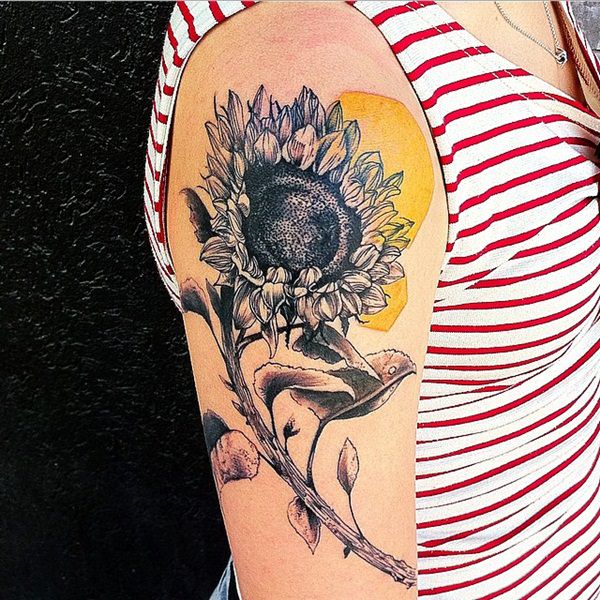 Sunflower tattoo design, idea 42