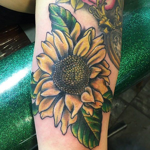 Sunflower tattoo design, idea 43