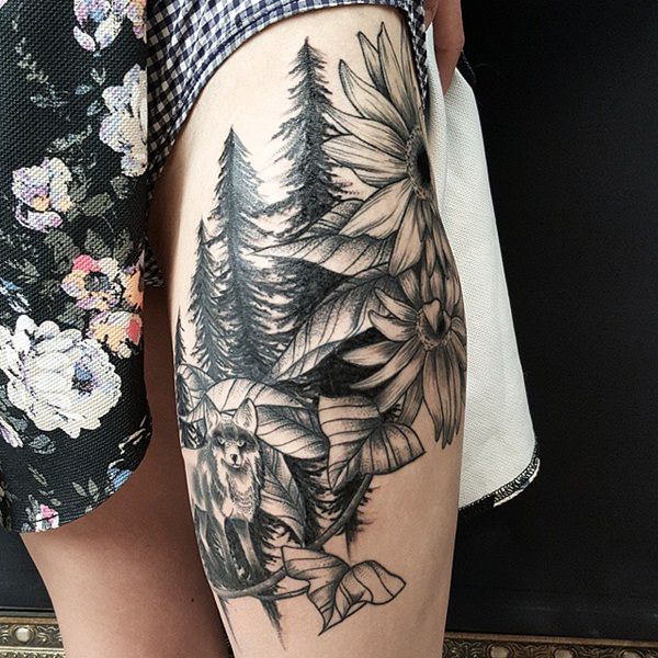 Sunflower tattoo design, idea 44