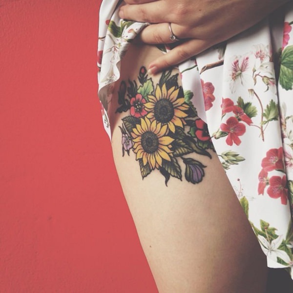 Sunflower tattoo design, idea 45