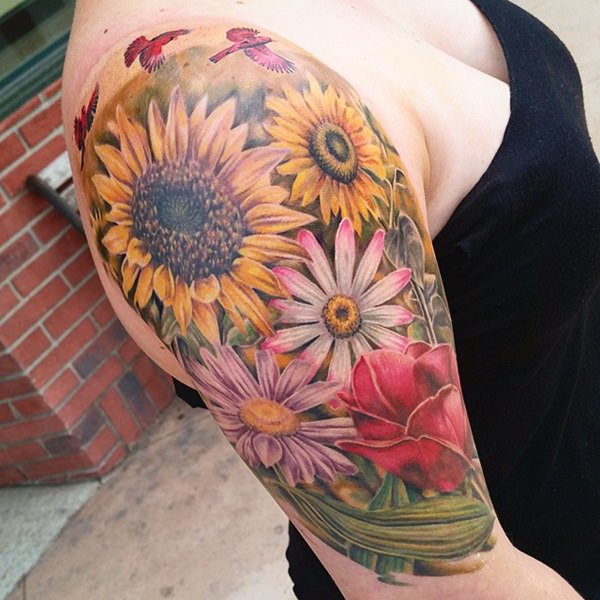 Sunflower tattoo design, idea 46