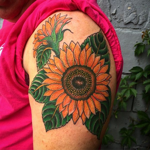 Sunflower tattoo design, idea 47