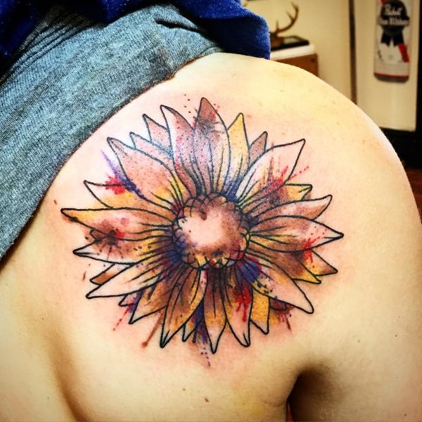 Sunflower tattoo design, idea 50