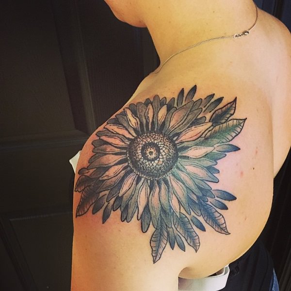 Sunflower tattoo design, idea 52
