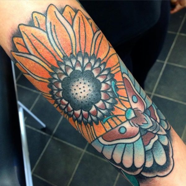 Sunflower tattoo design, idea 53