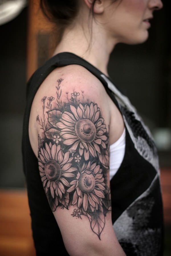 Sunflower tattoo design, idea 57