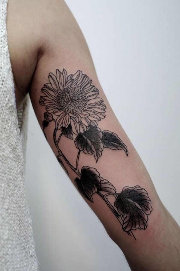 Sunflower tattoo design, idea 60