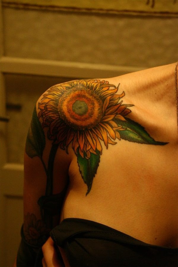 Sunflower tattoo design, idea 61