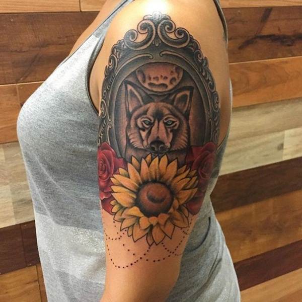 Sunflower tattoo design, idea 66