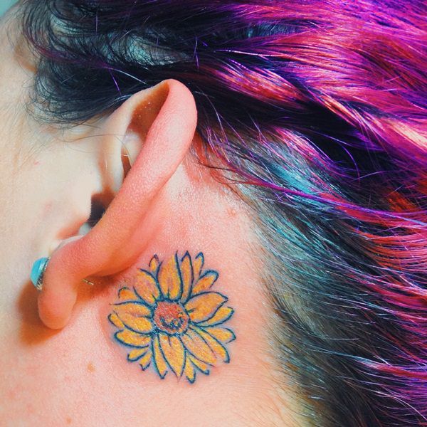 Sunflower tattoo design, idea 6