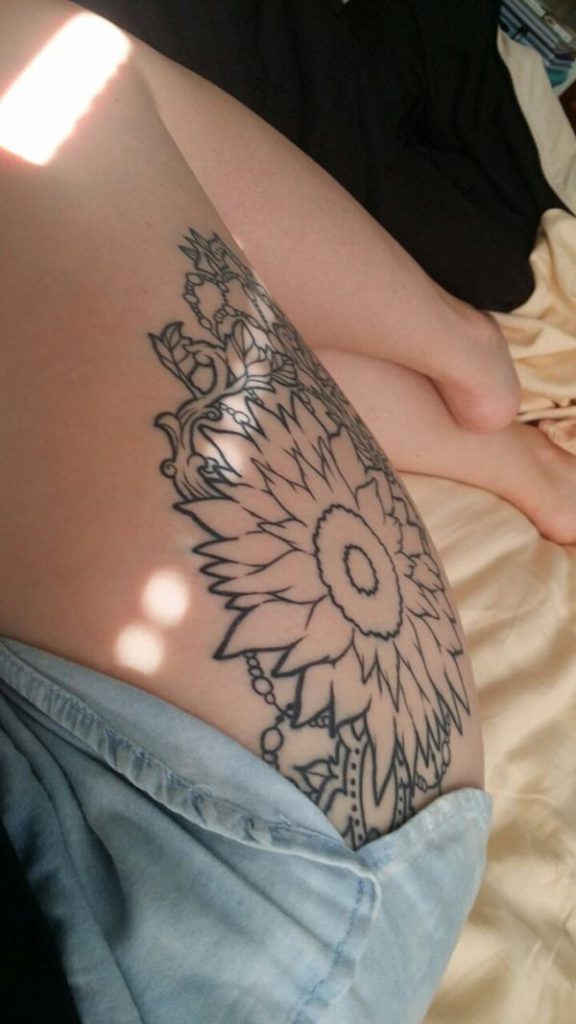 Sunflower tattoo design, idea 7