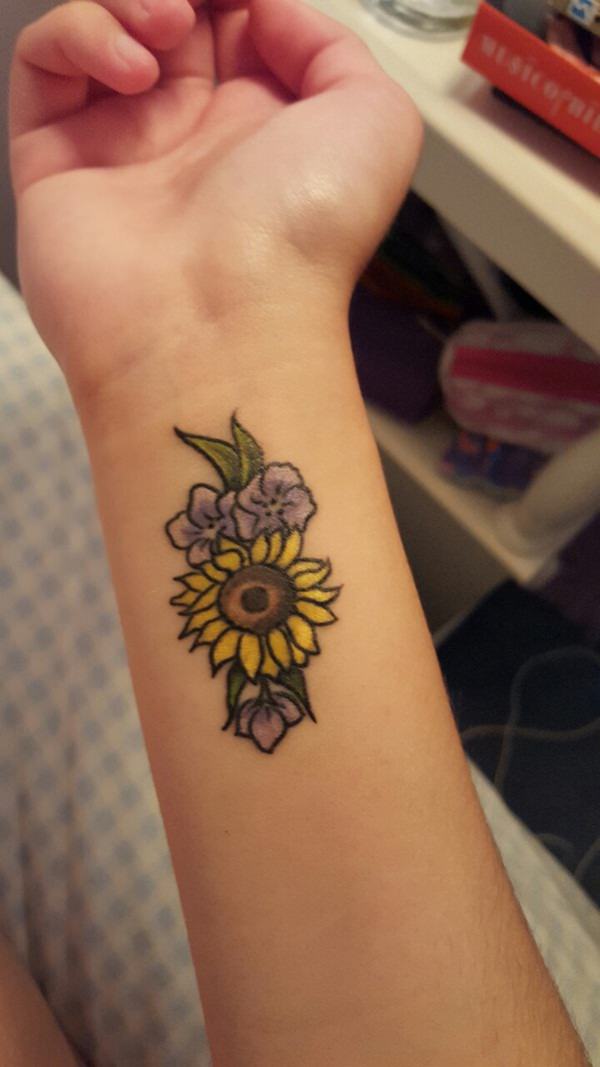 Sunflower tattoo design, idea 10