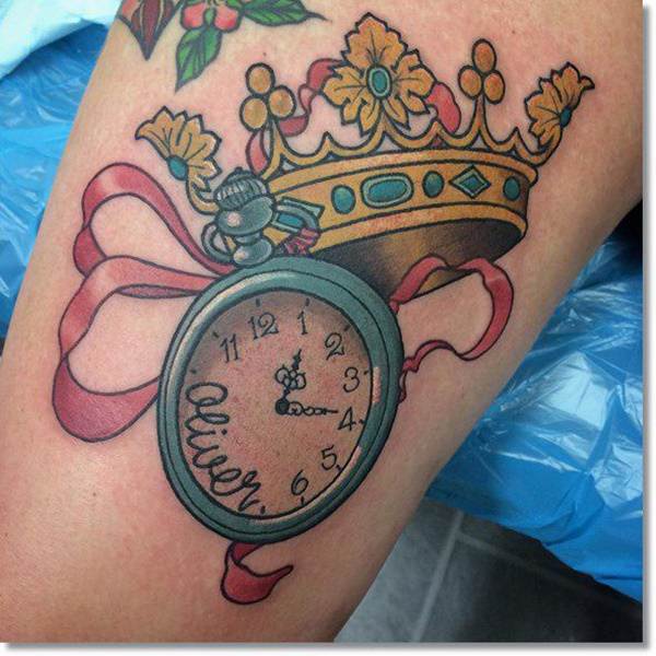 Pocket watch tattoos design, idea 3