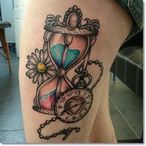 Pocket watch tattoos design, idea 4
